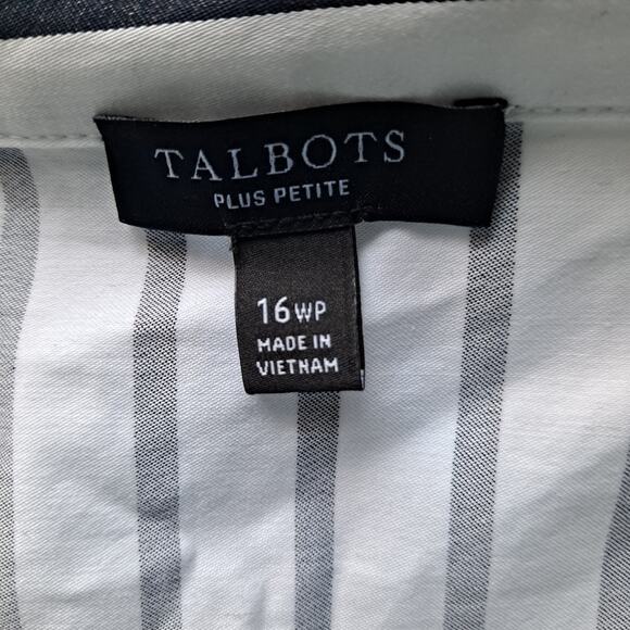 Talbots Nautical Stripe Fit & Flare Dress Knee-Length Blue White Women Size 16WP - Picture 9 of 9